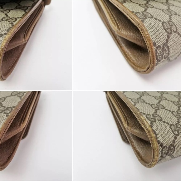Auth Vintage GUCCI Brown GG PVC Canvas Flap Cover Shoulder Bag purse - Picture 6 of 9